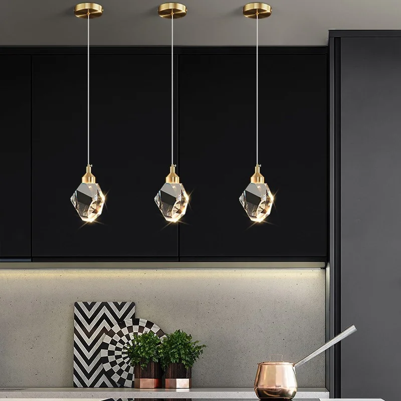 Light Luxury Restaurant Chandelier Modern Simple Crystal LED Light Source Suction Lifting Installation 2026 New Dining Table Bar