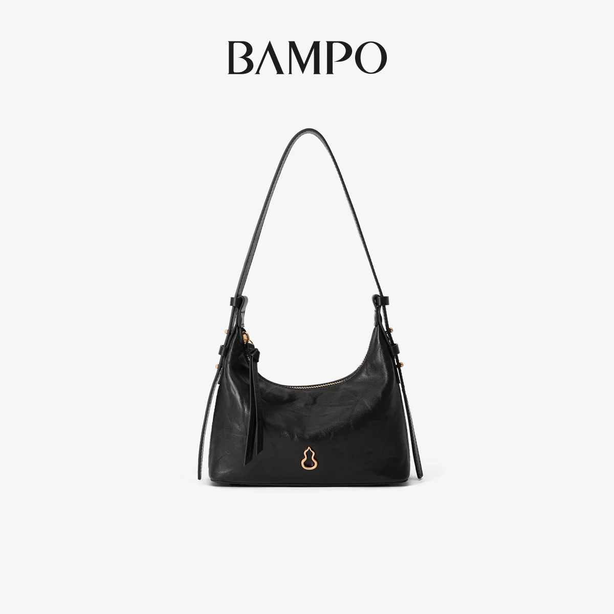 

BAMPO 2025 New Yuanbao Bag HOBO Top-Grain Leather Underarm Small Bag High-Quality Soft Leather Crossbody Bag