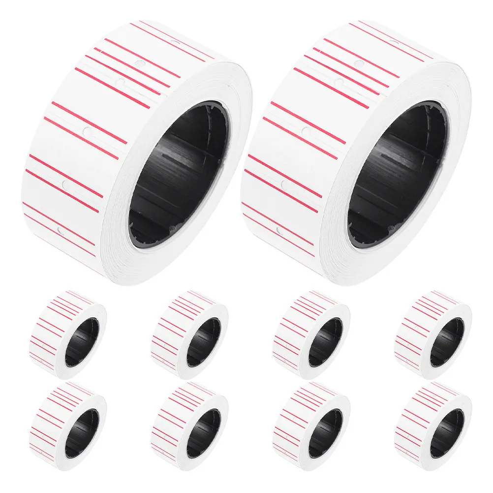 

10 Rolls Self-Adhesive Price Marker Label Strong Hold No Residue Tear-Off Function for Shop Tags Supermarket Signage Efficient