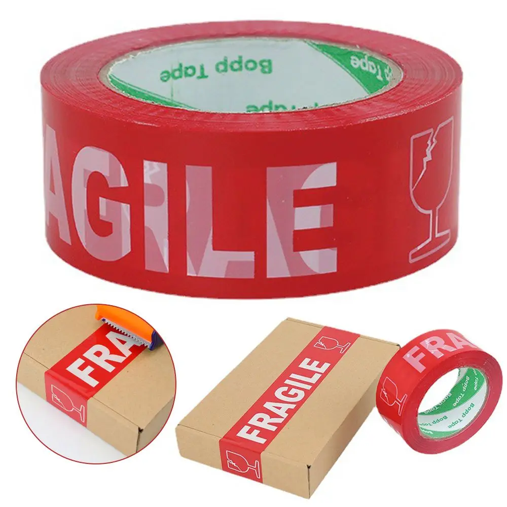 Durable Red Express Box Adhesive Package Tape Fragile Warning Tape Carton Sealing