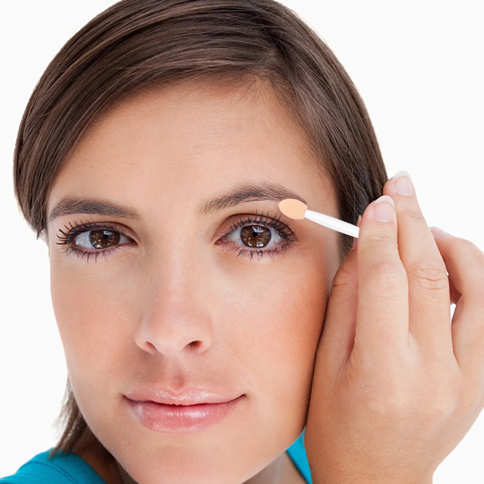 50 szt. Pędzle do cieni do powiek, dwustronne aplikatory lateksowe, lekkie, przenośne narzędzia do makijażu na podróże i do codziennego użytku.