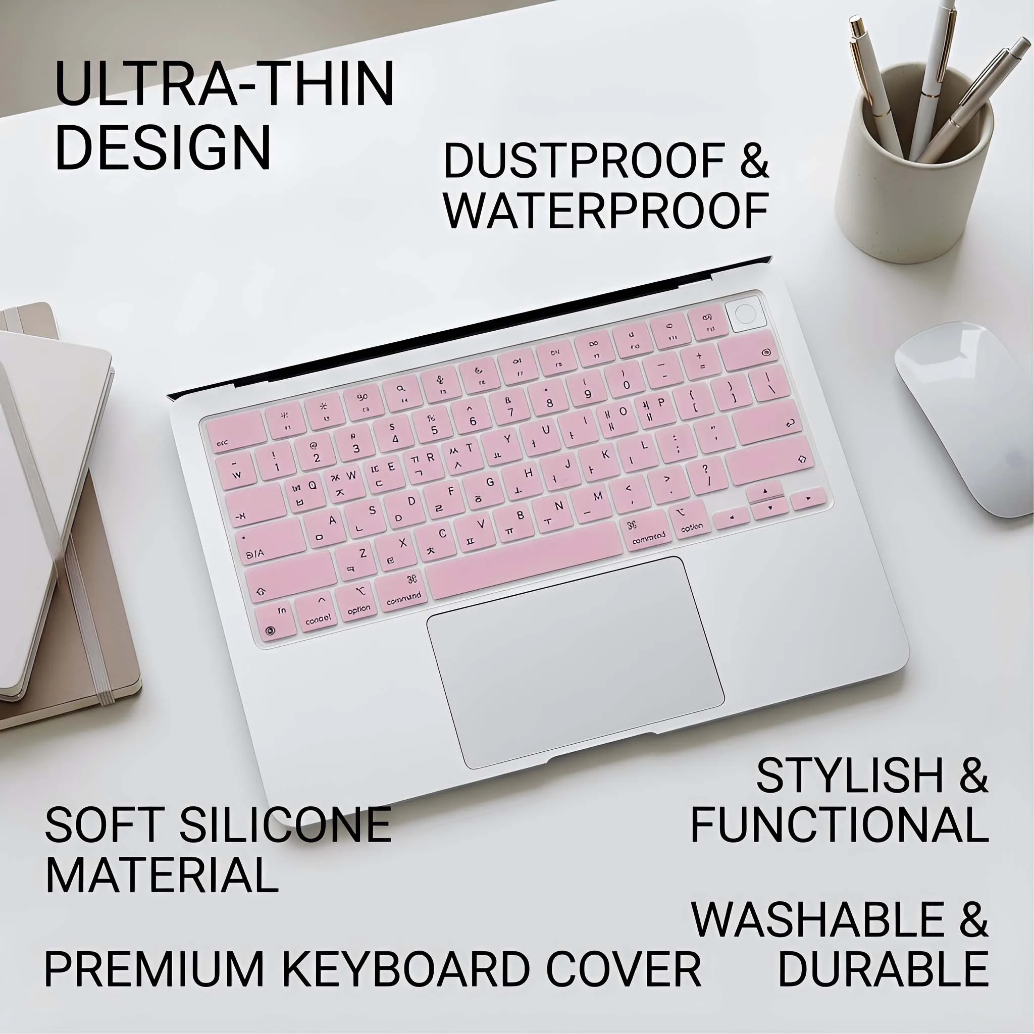 Korean Language Keyboard Skin for MacBook Neo 13 Inch with Touch ID A18 A3404 Pro US Key Silicone Keyboard Protector Dust Proof
