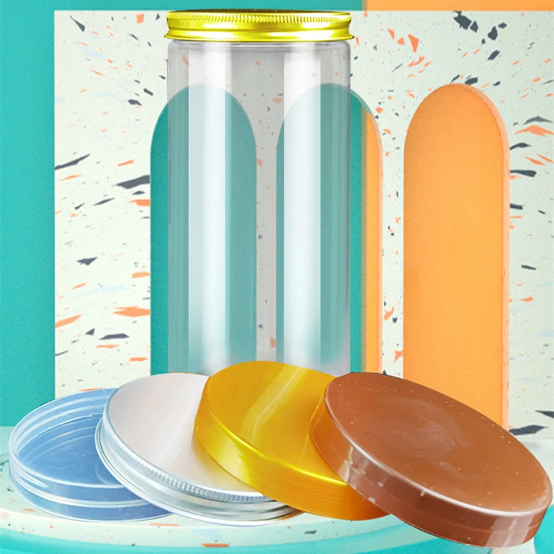 1PC Plastic Packing Bottle PET Clear Empty Seal Bottle Circular Bucket Storage Biscuit Jar Food Grade Sealed Cans Tank Container