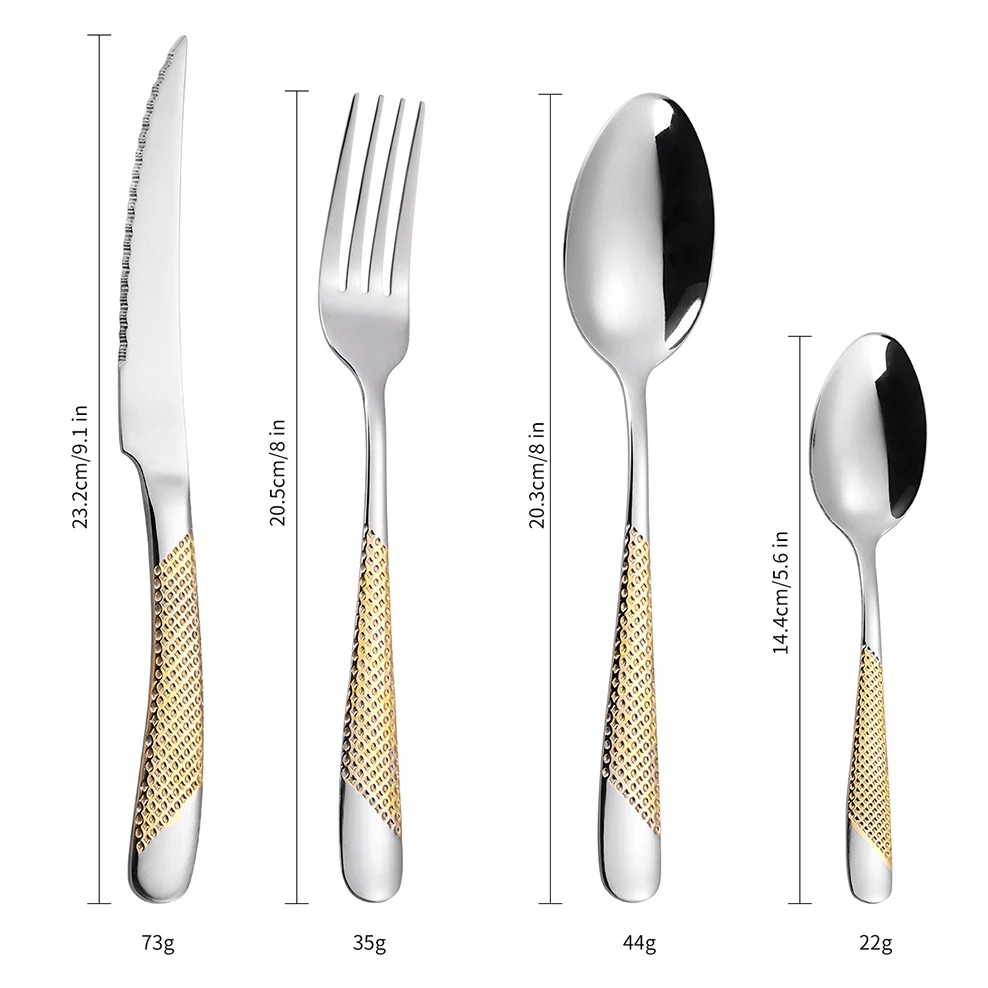 24pcs/set, Russian stainless steel tableware set, Crown knife, fork, spoon, gift box packaging for kitchen, Boutique tableware
