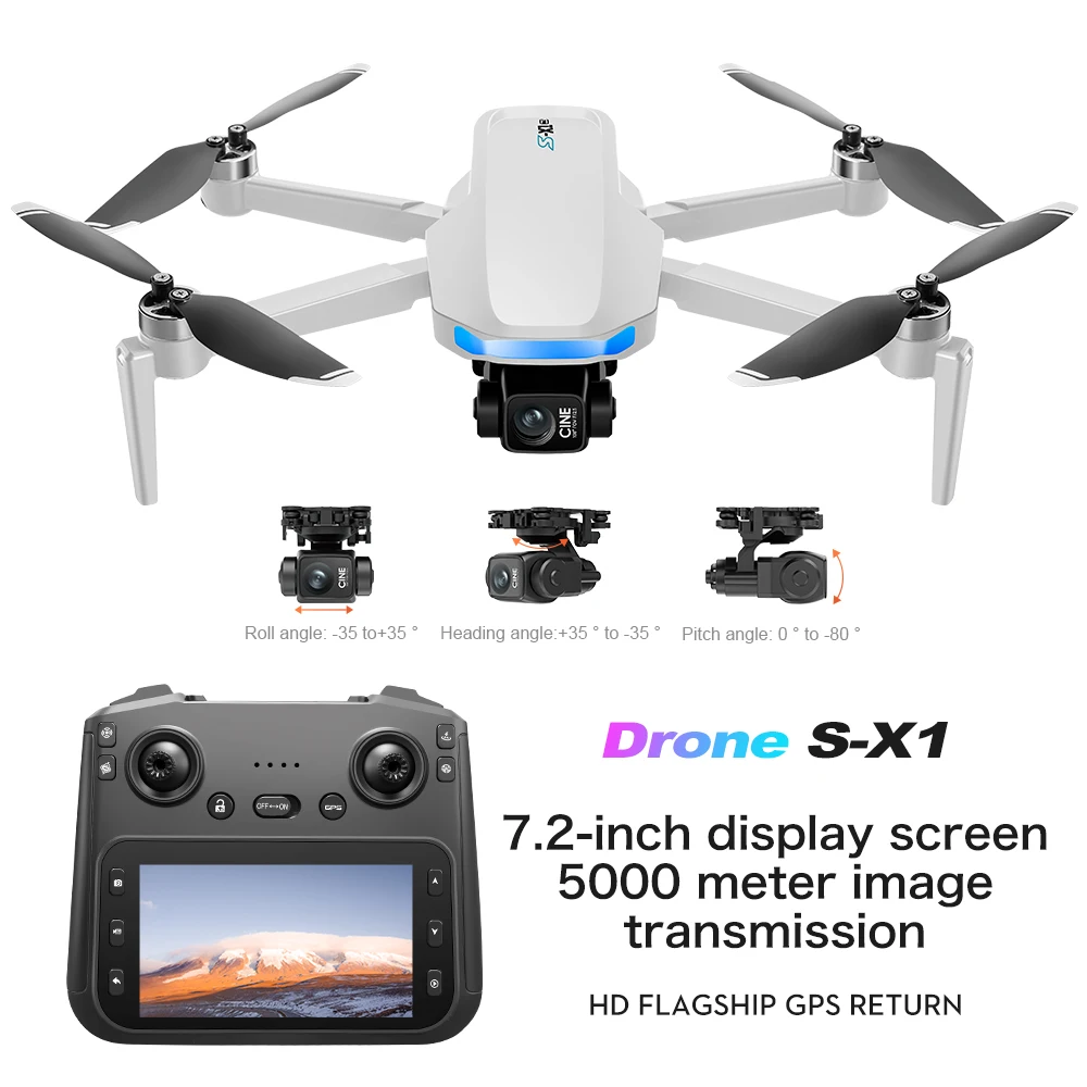 S-X1 GPS 프로 드론 스크린 컨트롤 8K HD 카메라 5G 3축 짐벌 EIS 카메라 브러시리스 쿼드콥터 RC 장난감 최고의 선물
