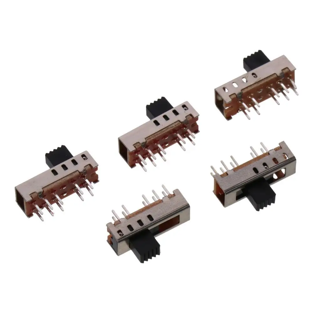 5Pcs/set 4 Position 10P 2P4T Panel Mount Micro Slide Switch Miniature Toggle Switch Micro Switch Electrical Equipment Parts