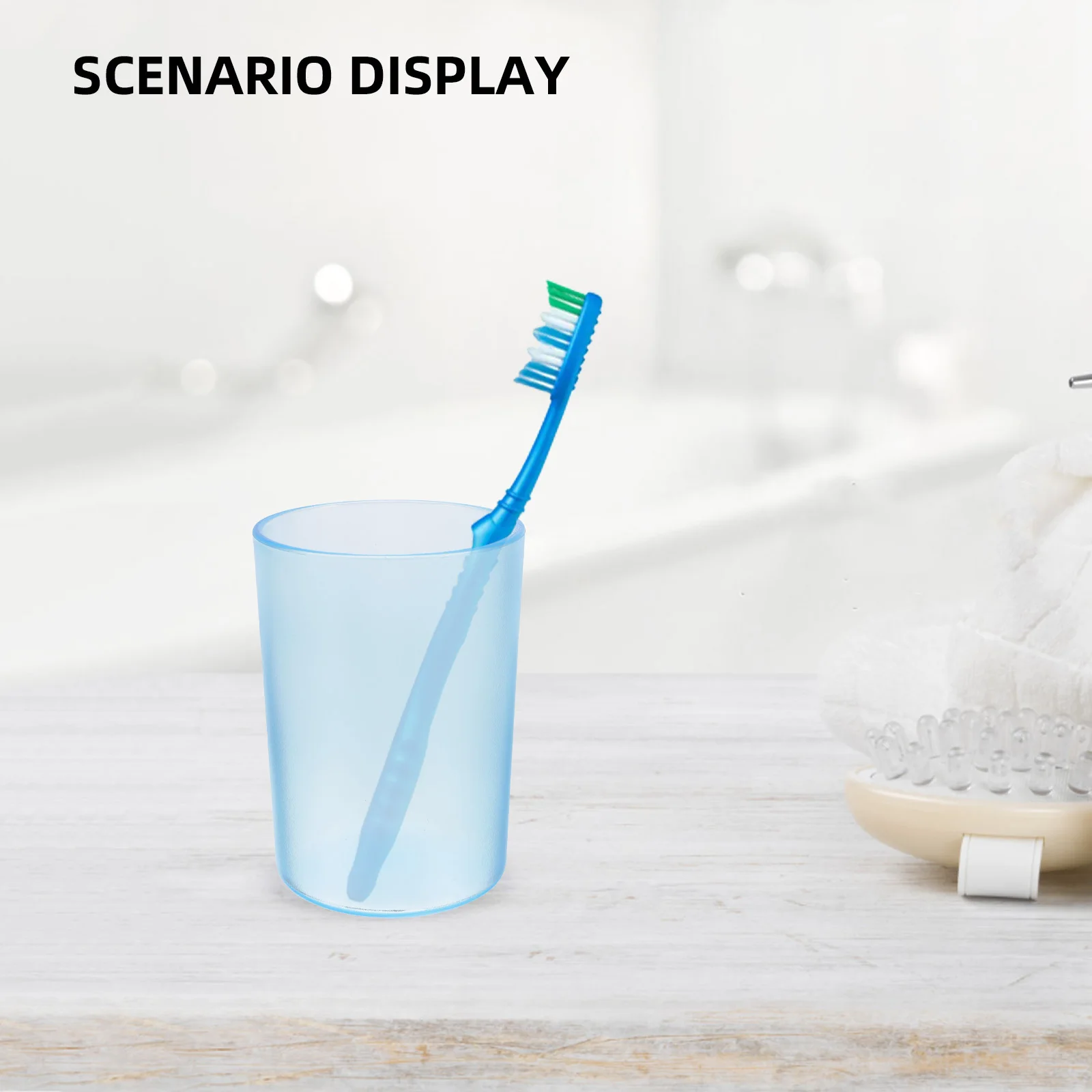 كوب غسيل شفاف أزرق، تصميم قوي غير مسامي لتنظيف الأسنان ومياه القهوة، استخدم حاوية مشروبات أنيقة ذات حافة ناعمة #3
