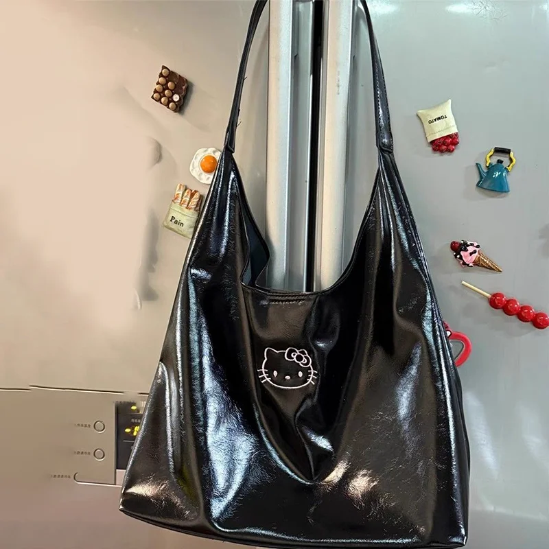 Sanrio Tas Bahu Hello Kitty Tas Tangan Kapasitas Besar Portabel Ringan Anak Perempuan Paket Fashion Kartun Anime Kawaii Serbaguna
