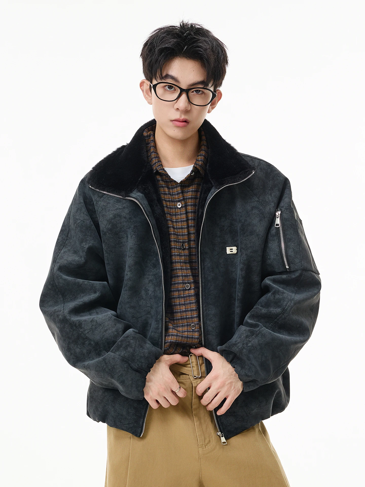 Men's Faux Leather Jacket Parkas Men 2025 Winter New Fleece Lined Thickened Trend Coats Male Stylish Comfort Warm Tooling Parkas