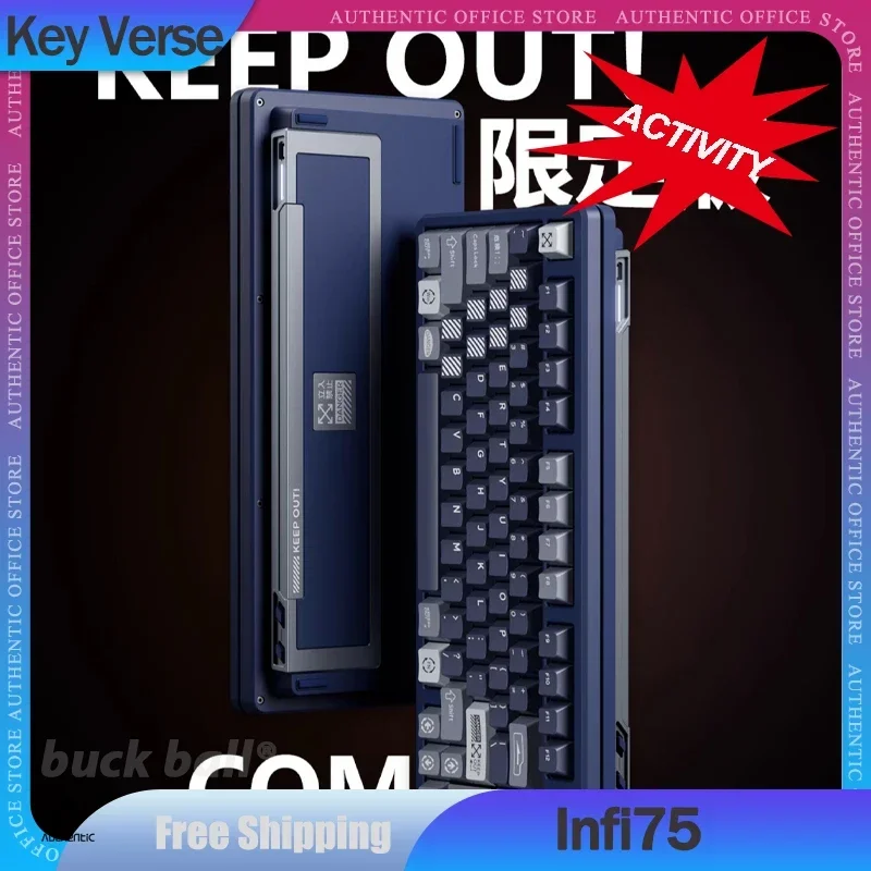 Key Verse Infi75 Gamer Mechanical Keyboard 75key Hot-Swap 3Mode USB/2.4G/Bluetooth Wireless Keyboard RGB Backlit Gaming Keyboard