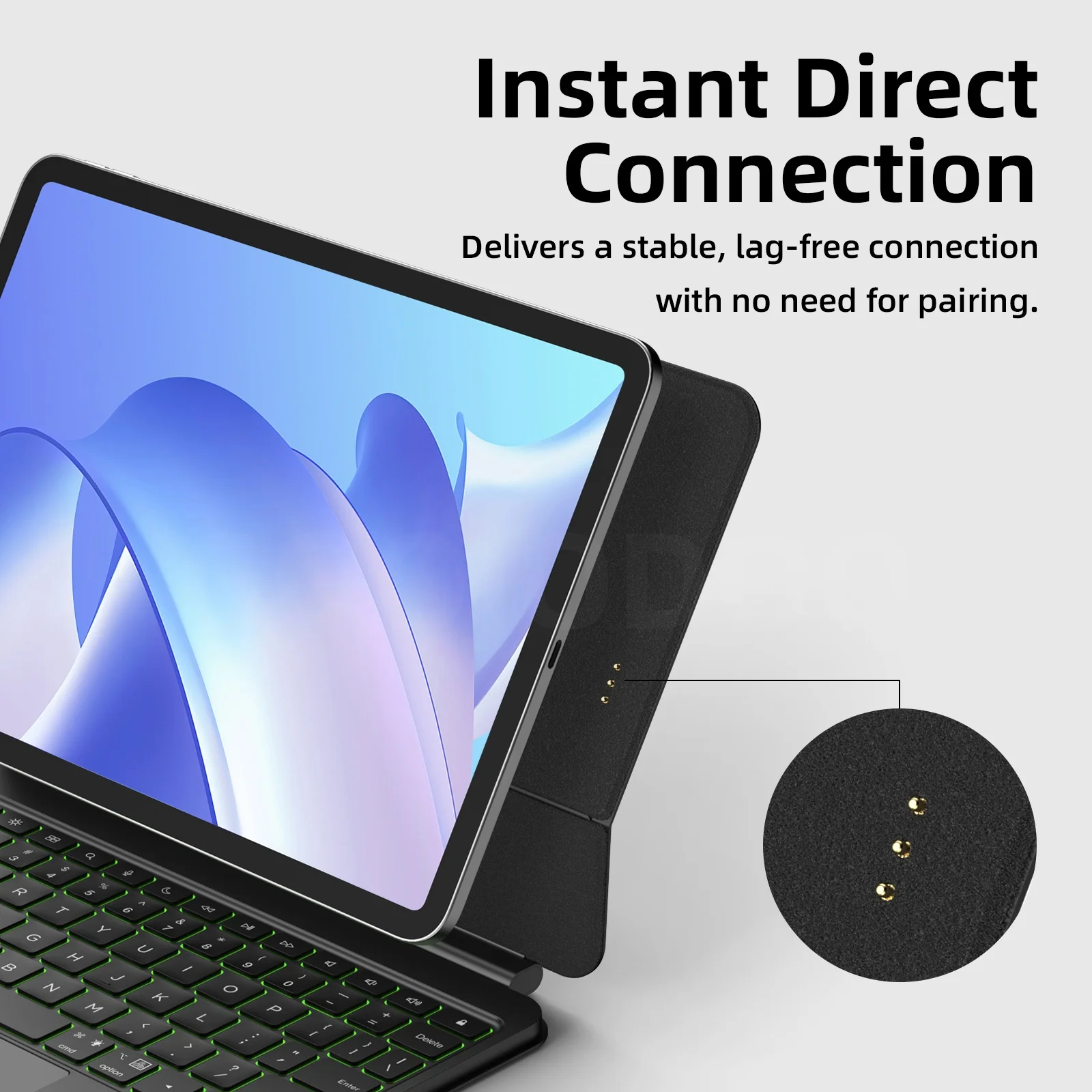 GOOJODOQ Smart Pogo Pin Magic Keyboard Case for iPad Air 13 2026 Air 10.9 Pro 11 Direct Connection Multi-Touch Trackpad Keyboard