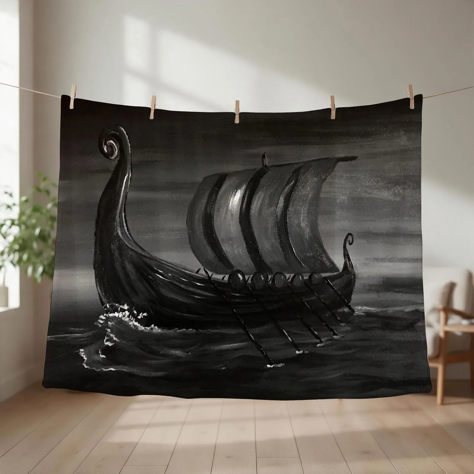 Oseberg Ship Throw Blanket couch cozy soft plush fuzzy picnic outdoor blanket