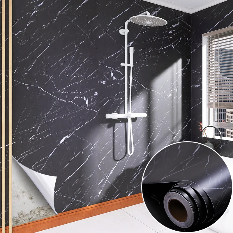 Peel off and paste black marble wall stickers, cut contact paper, self-adhesive and removable, TV background wall cabinets