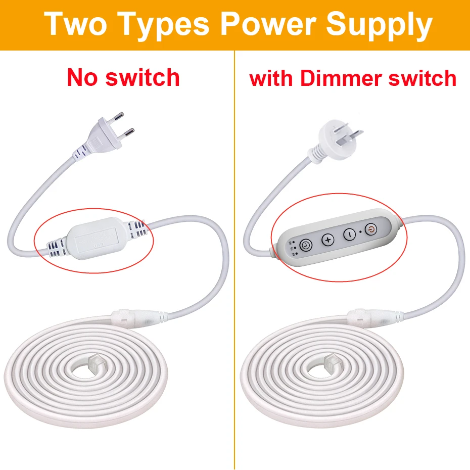 220V COB LED Strip 288LEDs/m IP65 Waterproof AU EU Plug with Dimmer/Switch Super Bright Cold/Warm White Flexible Tape 1m-25m