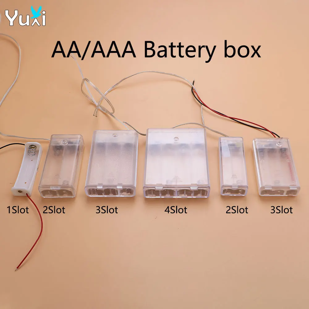 Yuxi 1 piece AA/AAA battery holder box switch lead 1/2/3/4AA/2/3AAA battery holder box transparent box storage box