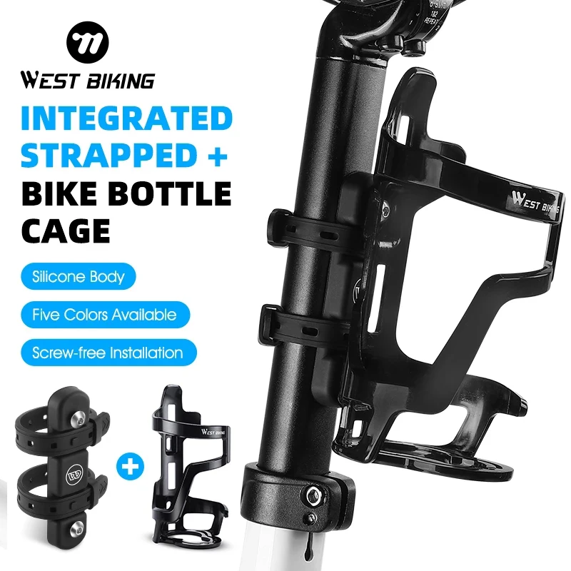 WEST BIKING Bicycle Water Bottle Holder With Integrated Strapped Bike Bicycle Water Bottle Holder Ultralight Bicycle Accessory