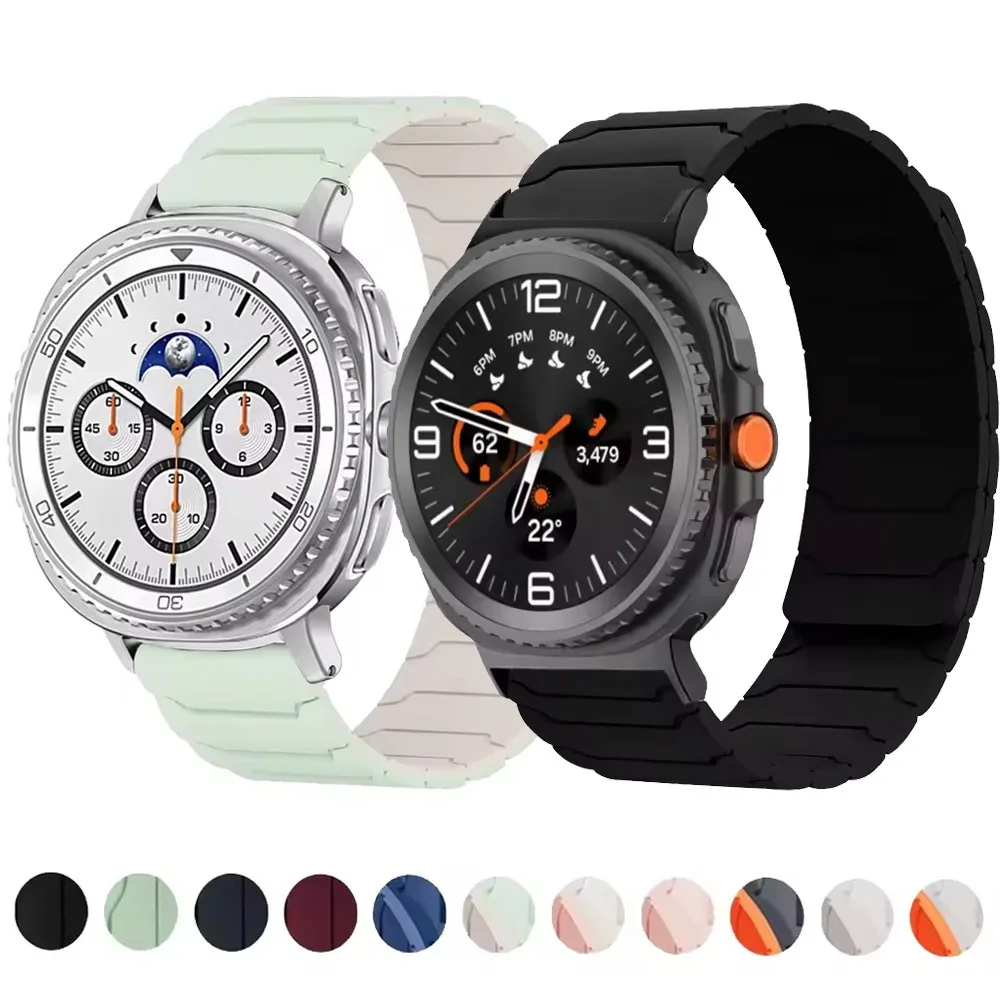 Silikonarmband für Samsung Galaxy Watch 8 40 mm 44 mm, klassisches 46 mm magnetisches, bequemes Band für Galaxy Watch Ultra 2025 47 mm Gürtel