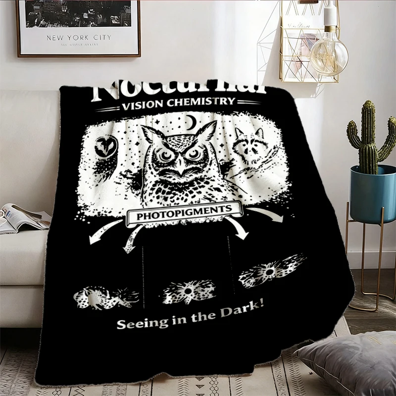 Nocturnal Vision Chemistry Vintage Science Flannel Blanket, Retro Biology Graphic Flannel Throw