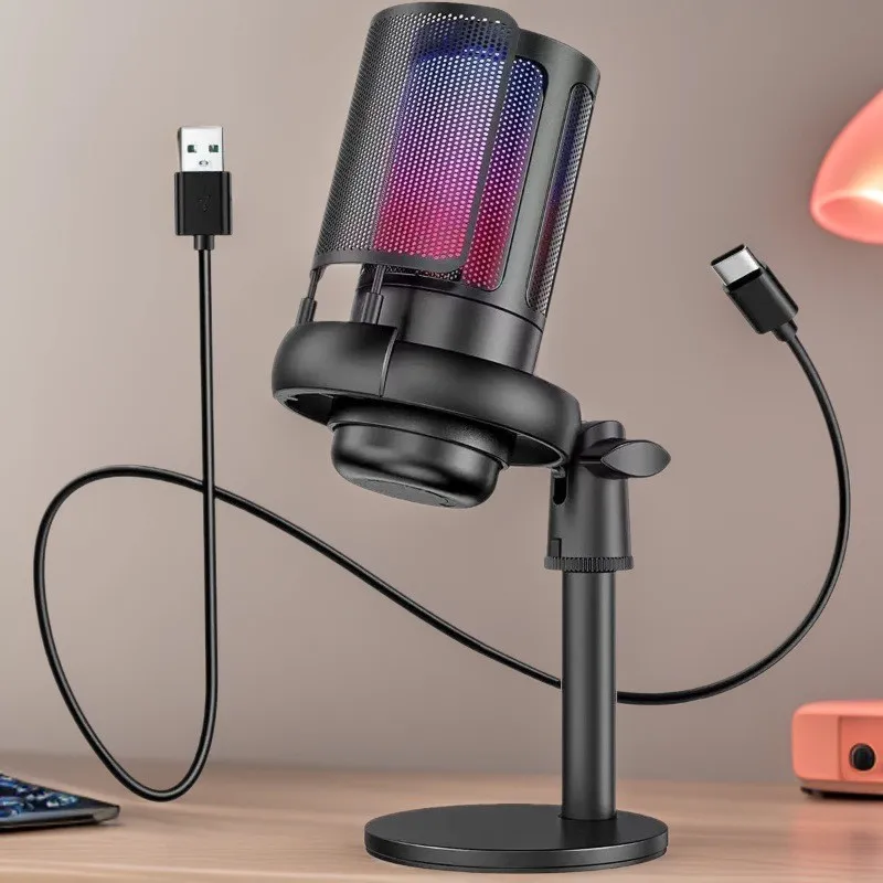 

Professional Studio USB Microphone for PC Streaming Gaming YouTube Video Singing Gaming Recording PS4 RGB Anti-Spray Microfon