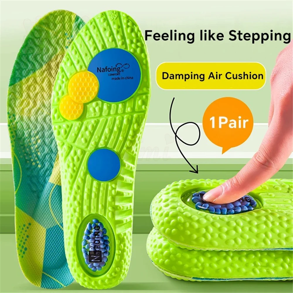 Sport Shock Absorption Insoles Green EVA Air Cushion Breathable Arch Support Orthopedic Shoes Pad Men Women Feet Care Insoles