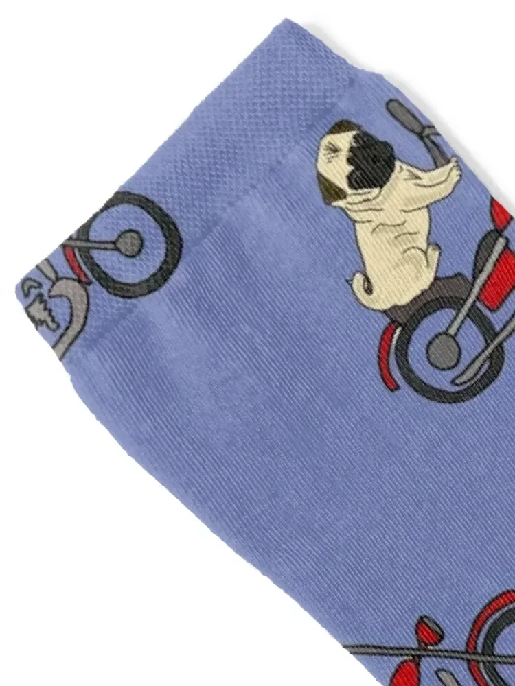 Funny Pug Dog Riding Motorcycle Cartoon Socks cycling men cotton high quality cute Socks Ladies Men's