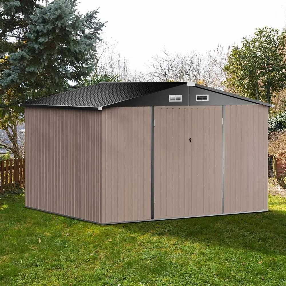 

Outdoor utility storage shed 7.6x9.7 FT, with lockable vents and doors, for backyard use