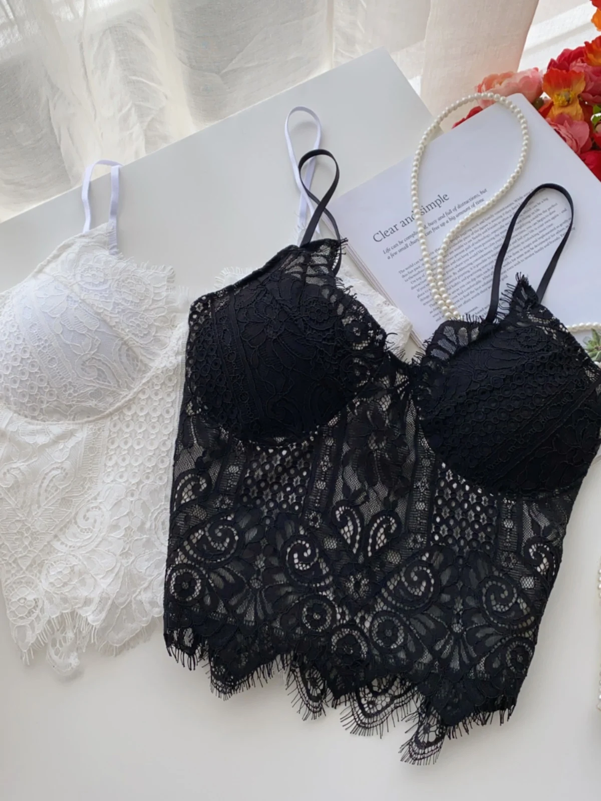 

Lace Strap Vest Women's Autumn Winter Inner Wear ort V-ne Pure Desirable Sexy Girl INS Beautiful Ba Top