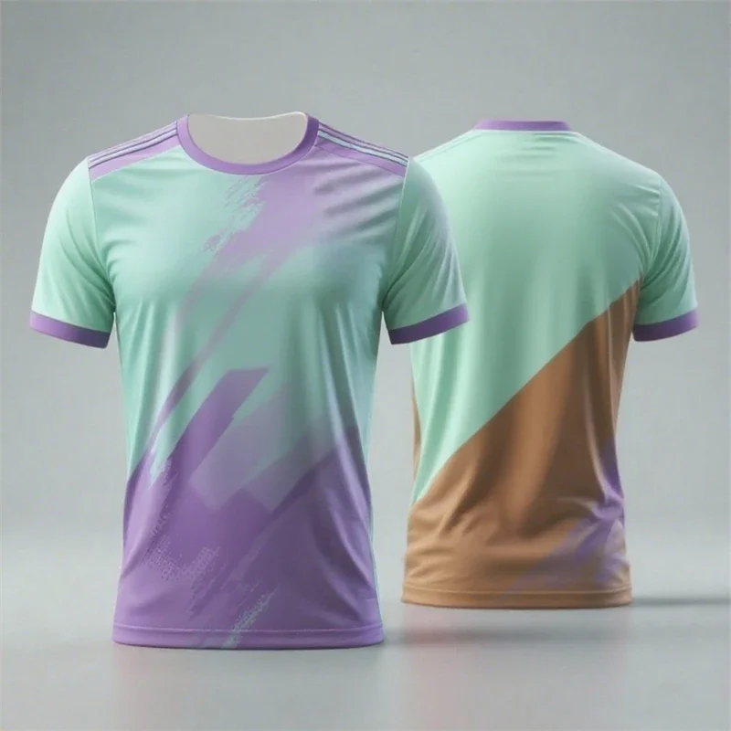 Men's Simple Fashion Contrast Color 3D Printed Tee Loose Breathable Summer Gym Fitness Running Tops