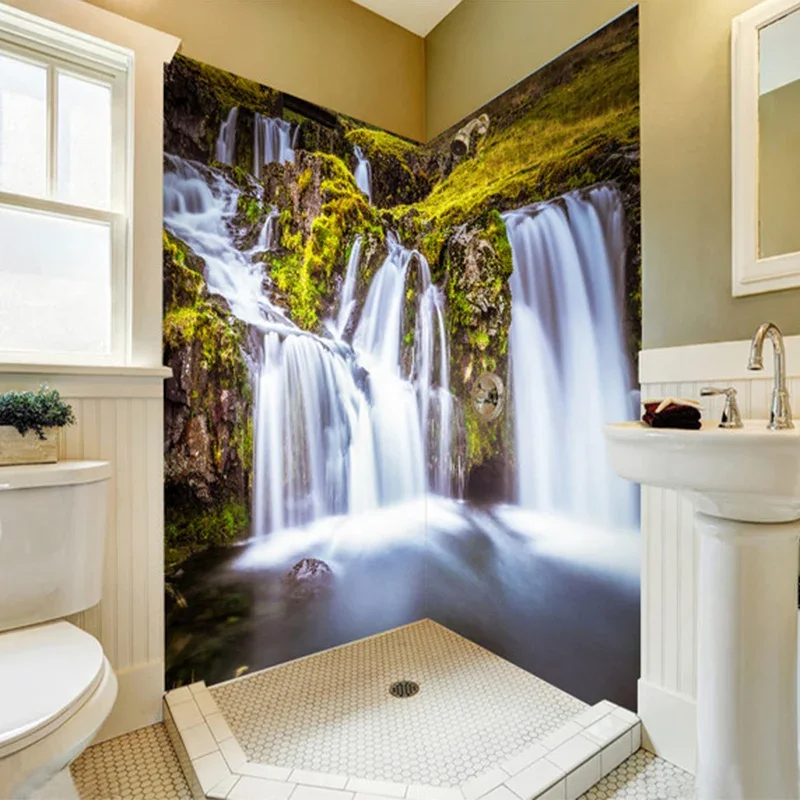 Photo Wallpaper 3D Stereo Waterfalls Mural Wall Sticker PVC Bathroom Waterproof Background Wall Covering Home Decor Wallpaper