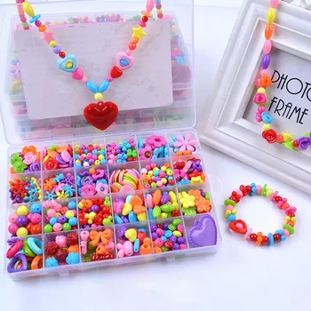 Creativo 24 griglia fai da te giocattolo fatto a mano con perline con Set di accessori bambini ragazza gioielli che fanno giocattoli giocattoli educativi regalo per bambini