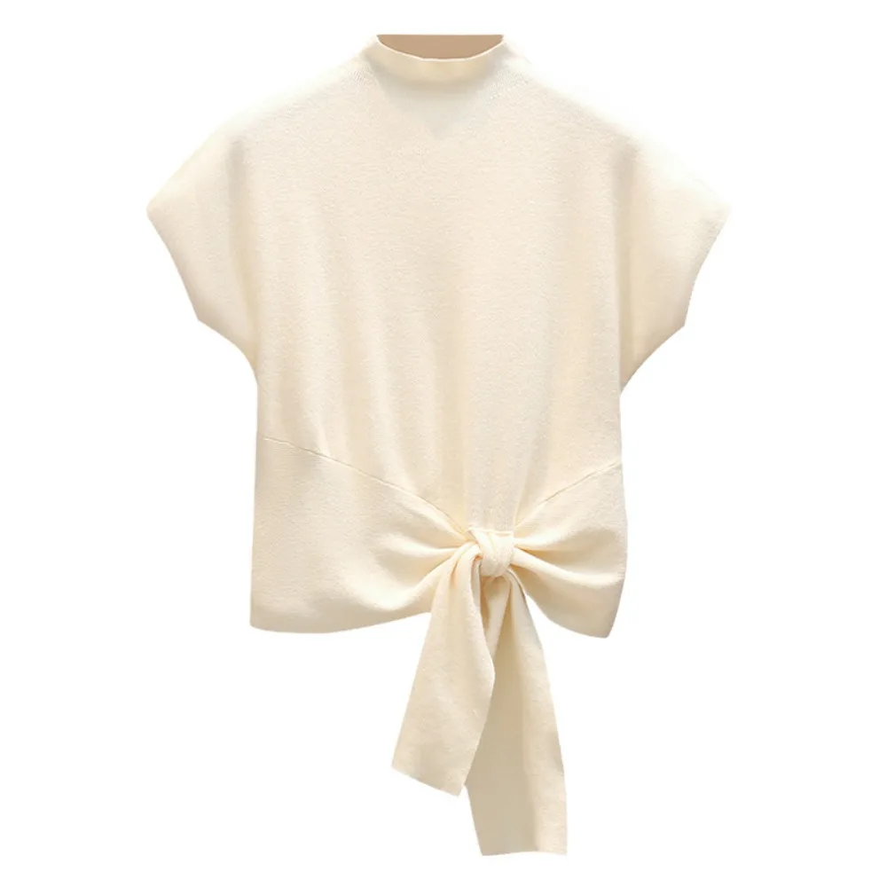 

Милая футболка на шнуровке с коротким рукавом Kintwear Chic Y2K Crop Top Женская нижняя рубашка Slim Fit Футболки с полувысоким воротником Топ для девочек