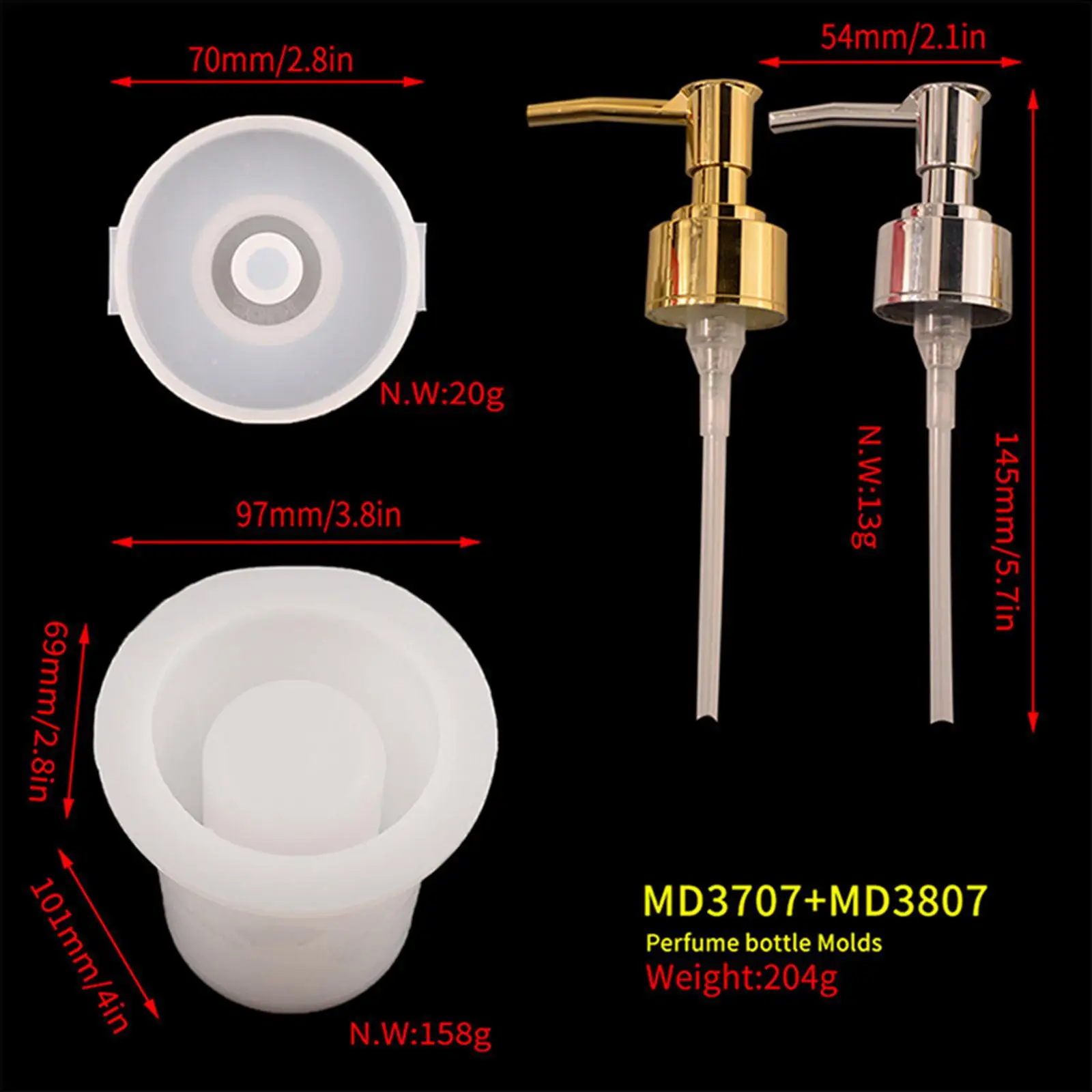 Handmade Pump Bottle Epoxy Kit DIY Small Lotion Bottle , Resin Artwork Casting Supplies