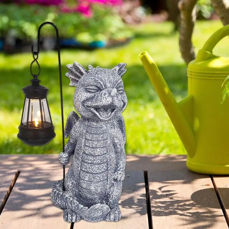 Solar Light Garden Statue Resin Outdoor Dinosaur Statue With Solar Lights Garden Sculptures & Statues Patio Decor Yard Ornament