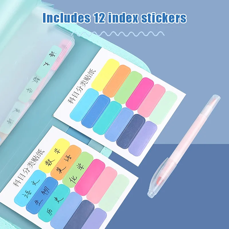 13 Pocket File Folders Portable A4 Letter Size Macaron Color Accordian Document Organizer Classroom Office Home Storage