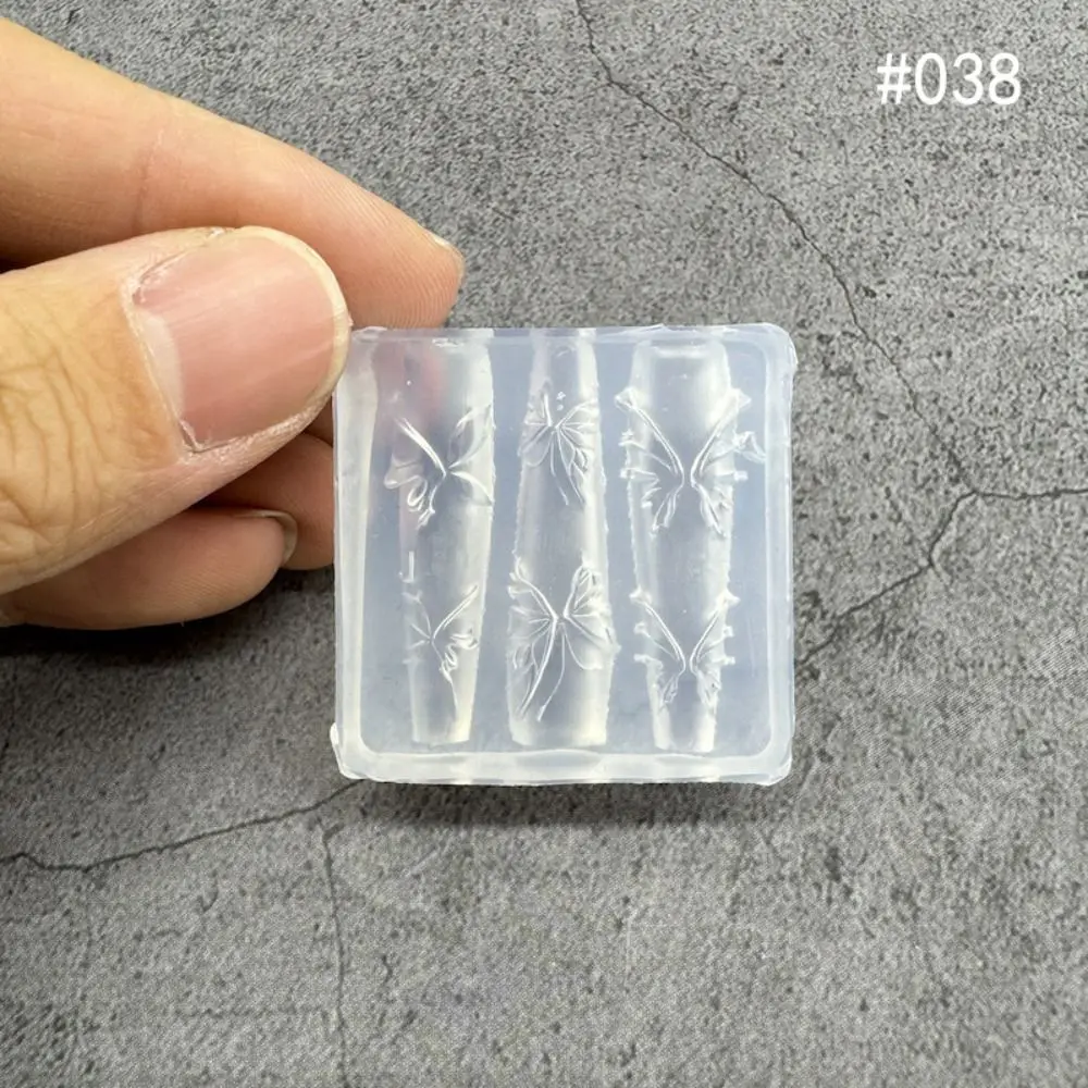 透明ネイルアートモールド（ボックス付き）3D彫刻シリコンテンプレート ローズフラワー バタフライ チューリップ ボウ ネイルアートテンプレート サロン用