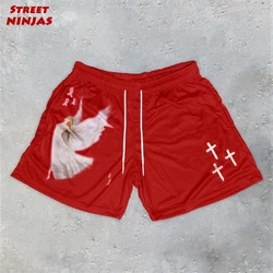 Shorts de treino atlético cristão masculino, calção de ginástica quick dry com bolsos, treinamento, fitness, corrida, jogging