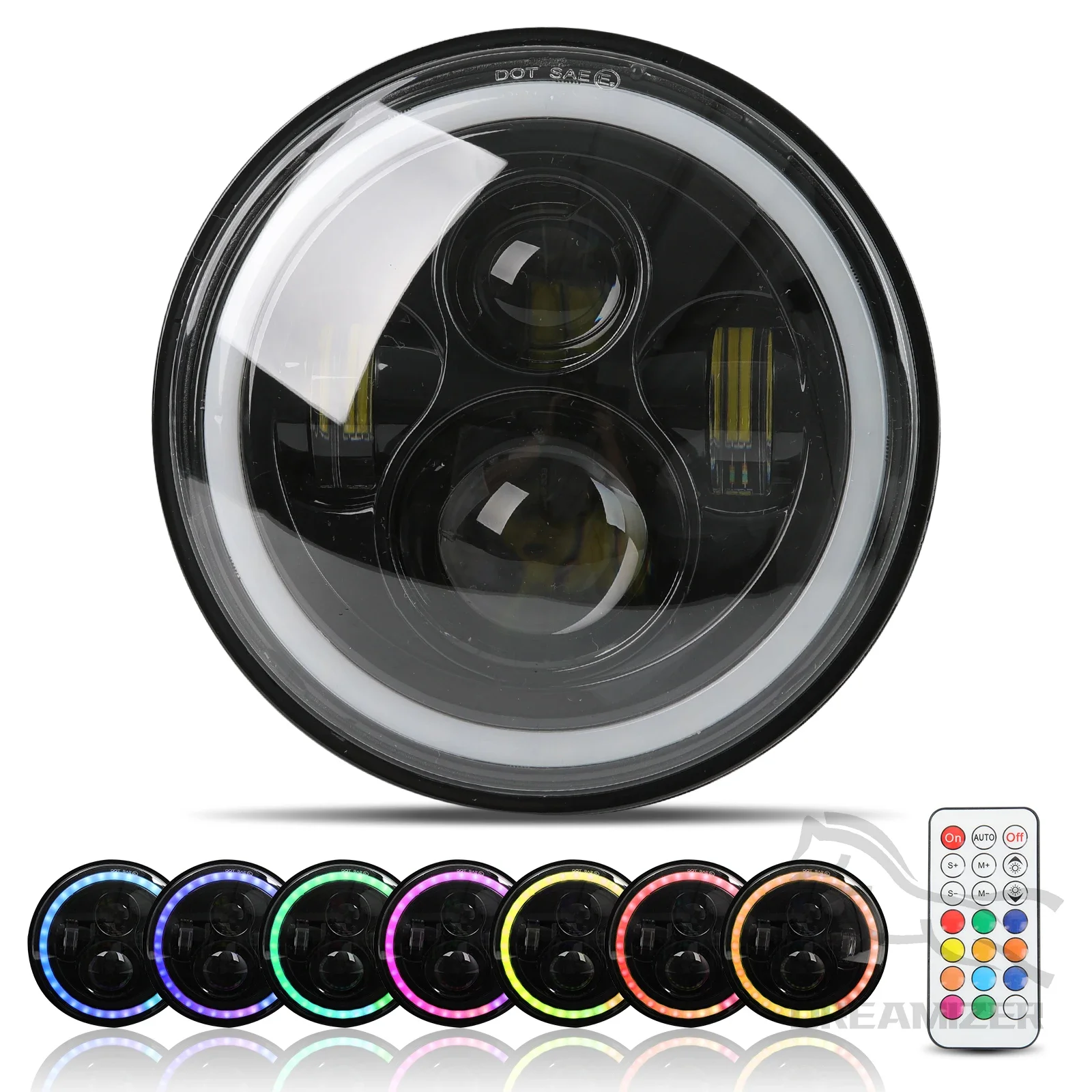 1PCS 7 Inch Led Hea…