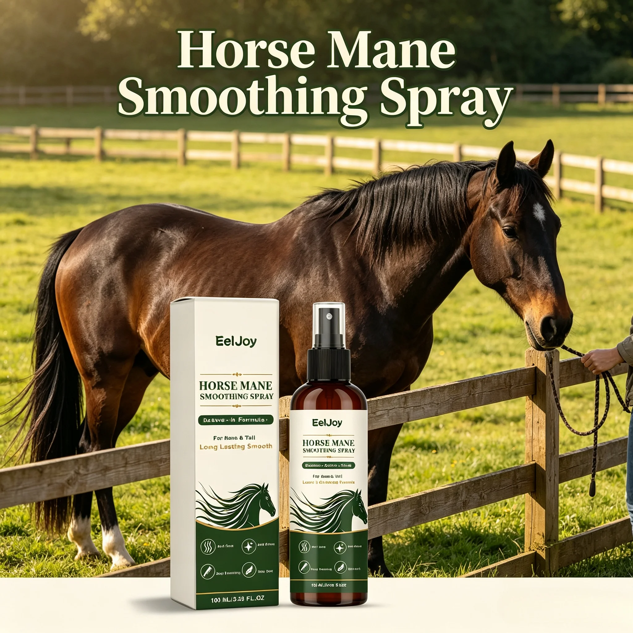Spray démêlant sans rinçage à la citronnelle pour chevaux, lissant et résolvant les enchevêtrements, pour la protection de la crinière et de la queue en extérieur, 100 ml
