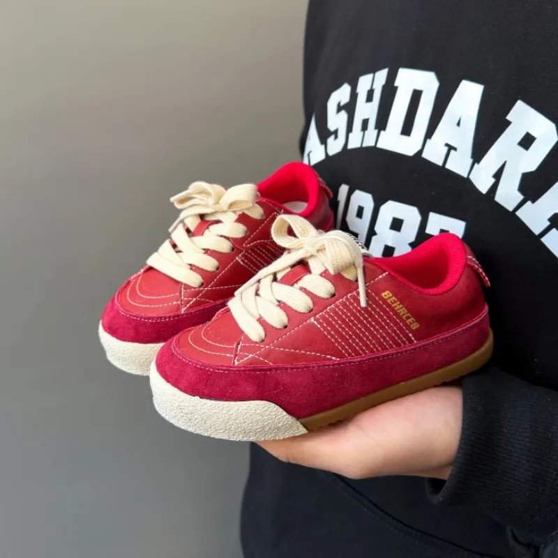 2026 Autumn New Student Candy Color Versatile PU Leather Children's Board Shoes Boys Girls Casual Sports Running Shoes 26-37
