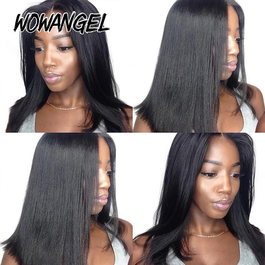 Yaki Straight Pre Cut 5x5 HD Парик с кружевной застежкой Человеческие волосы Jet Black Короткий боб Бесклеевые парики Крихкие узлы Готовые к работе Skins Melted