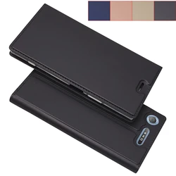 Matte Wallet Case Flip Cover Case for Sony Xperia XZ1 / XZ1 Compact Magnetic adsorption phone case business style