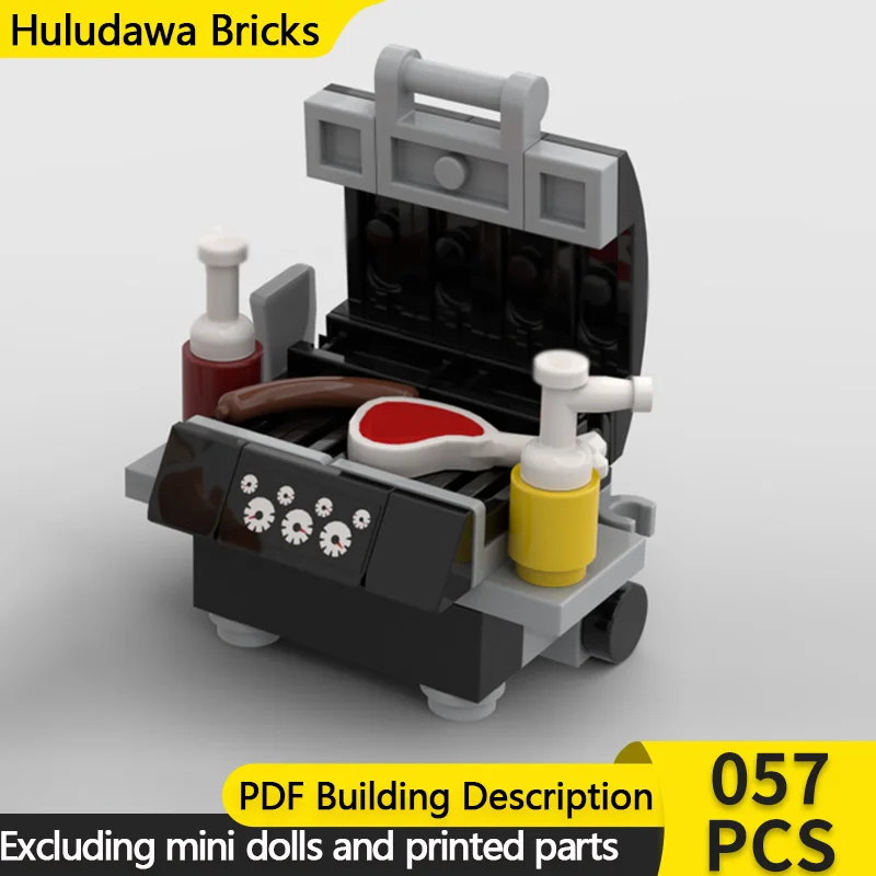 

City Street View Model MOC Building Brick Barbecue Small Stall Modular Technology Children Holiday Gifts Assemble Toys Suit