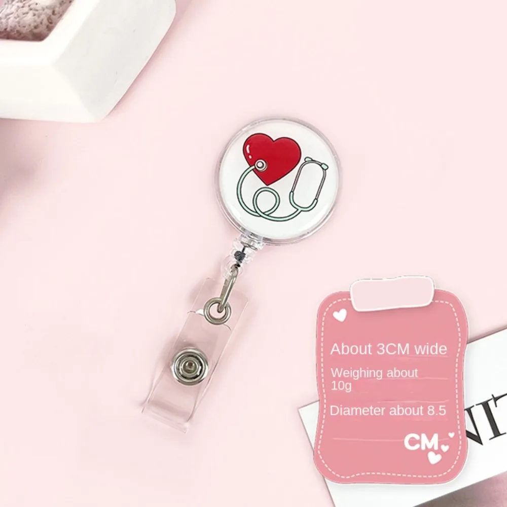 ง่ายต่อการดึงหัวเข็มขัดพยาบาล Retractable Badge Reel เรียบง่ายแฟชั่นพยาบาล ID Card คลิป ID Card อุปกรณ์เสริมน่ารัก