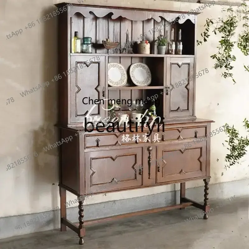 New arrive American retro solid wood dining side cabinet storage porch table decoration partition wine cabinet bookshelf