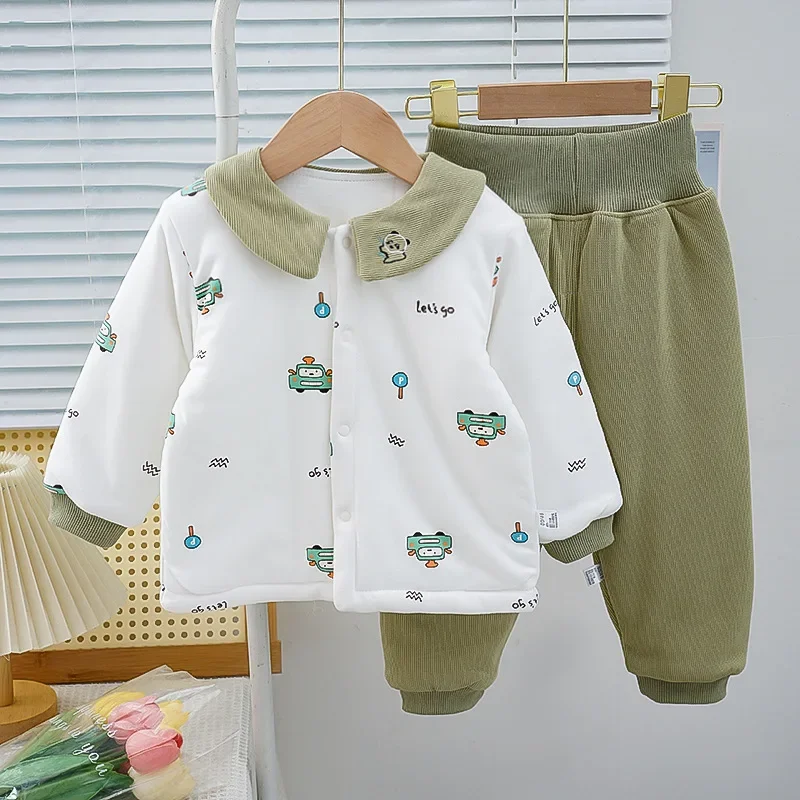 Baby Outfit Sets Coat Girsl Warm Suit Children's Outerwear Tops +Pants 2PC Boys Winter Padded Jacket Outdits Autumn Kids Clothes