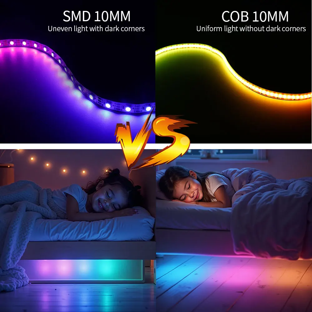 Imagem -05 - Fita de Fita Led de Alta Densidade Endereçável Individualmente Dream Color Ws2812b Dc5v Rgb Cob 160 Leds 180 Leds 240leds m W2812b