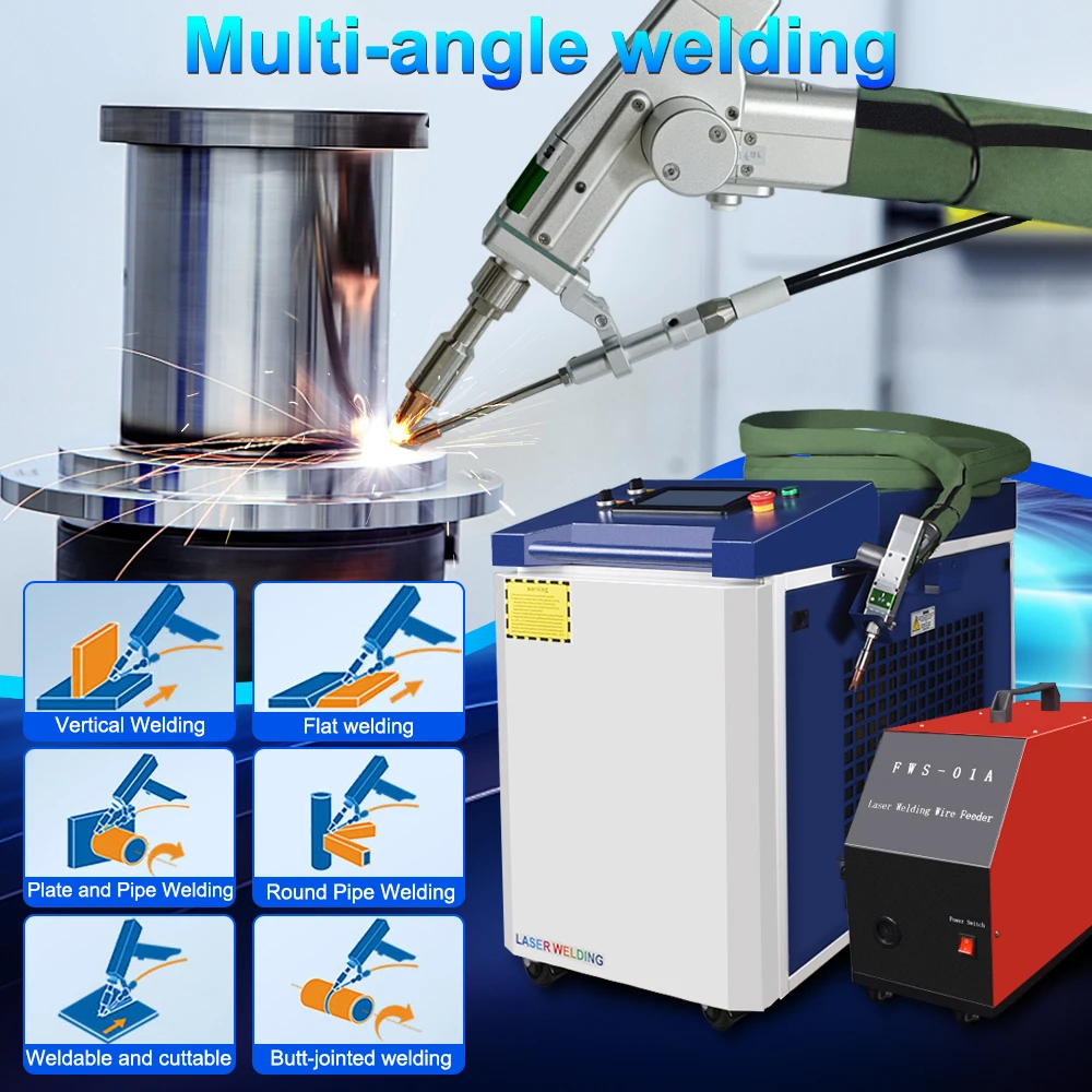 Raycus 3000W 4 In 1 Handheld Fiber Laser Welding Cleaning Cutting Machine with Wire Feeder Double Pendulum Model for Metal