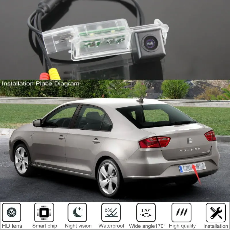 

Для SEAT Toledo Mk4 (NH) 2011 ~ 2018 HD Автомобильная камера заднего вида, камера заднего вида, CCD, камера заднего вида ночного видения