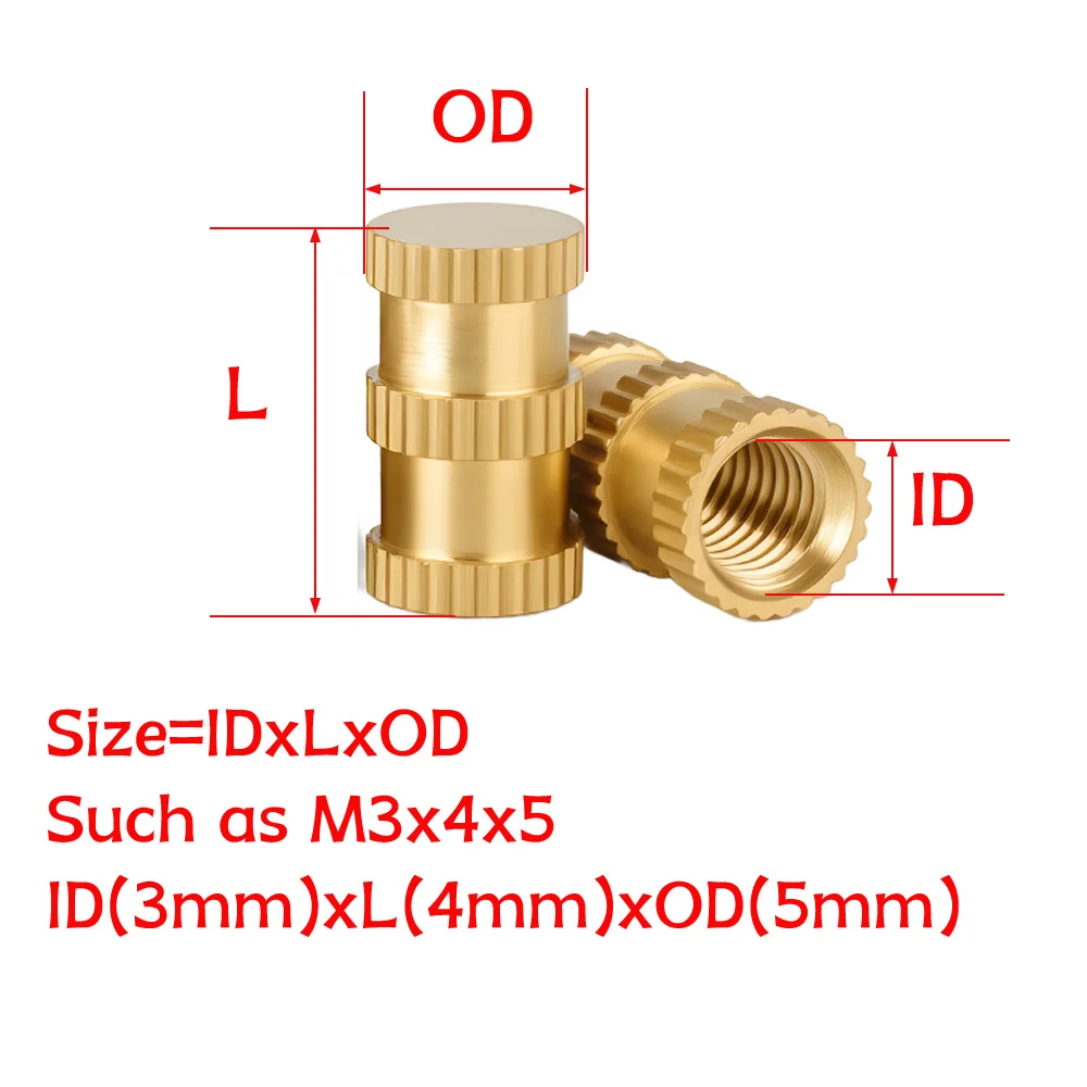 M2 M2.5 M3 M4 M5 M6 M8 M10 Blind Brass Heat Insert Nut Hot Melt Molding Injection Embed Inserts Heating Insertnut For 3d Printer