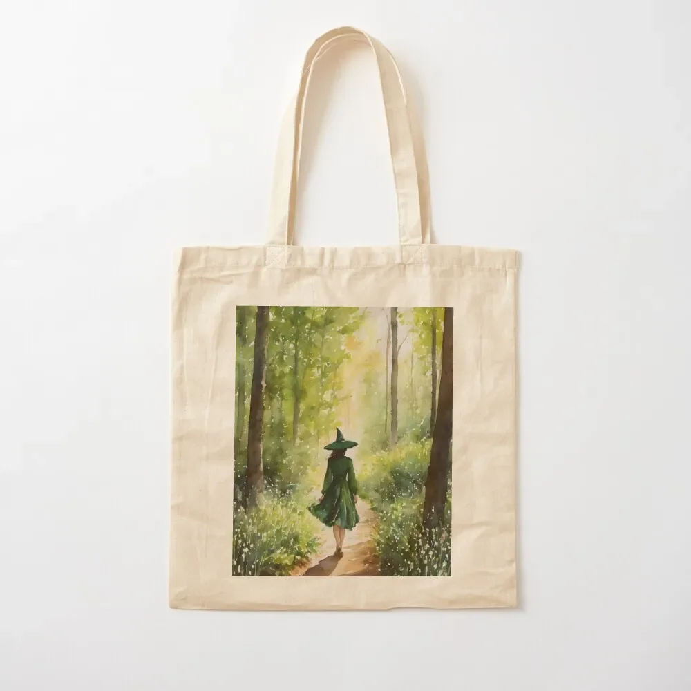 The Green Witch in Spring Woods Tote Bag shopping bag bags cloth bags